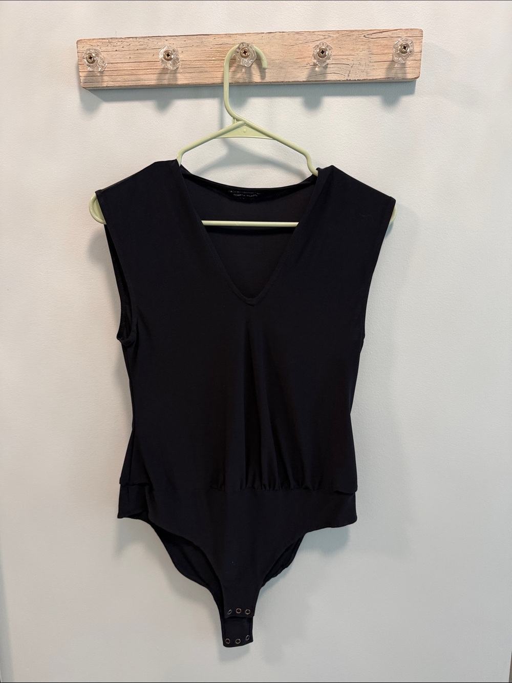 Tommy Hilfiger Black V-Neck Sleeveless Bodysuit